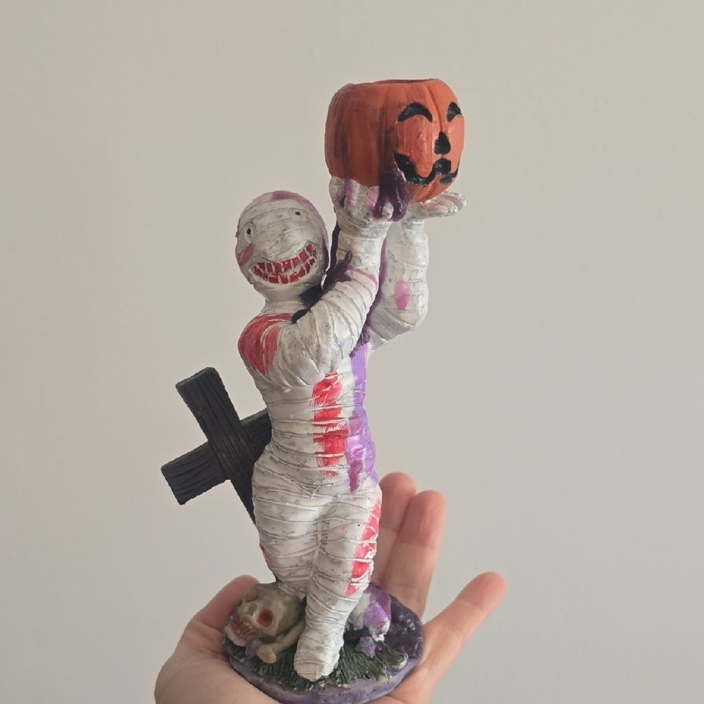 Vintage 90's Halloween Ceramic Mummy Candle Holder